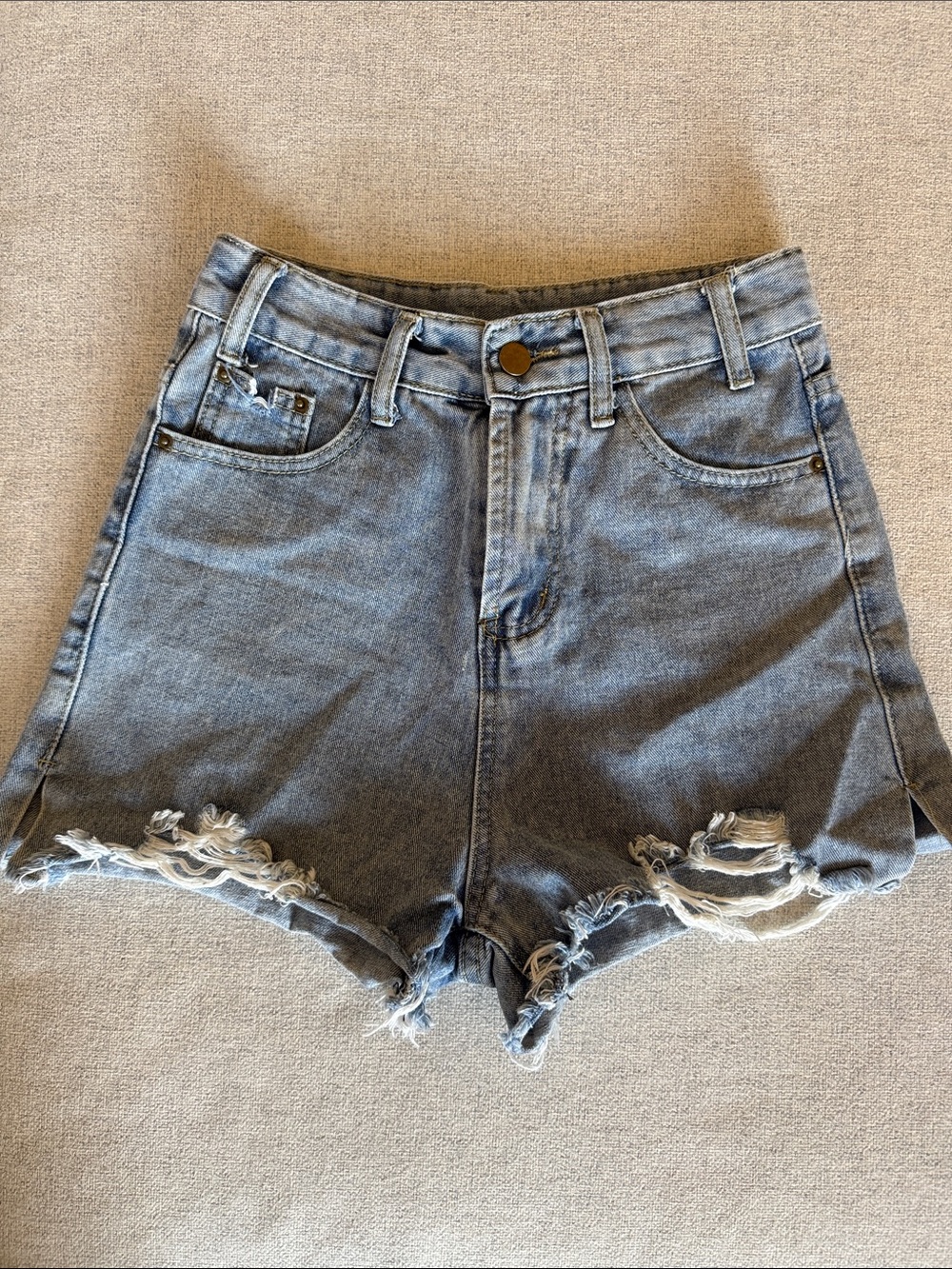 3/$30 High-Rise Distressed Denim Shorts - Light Blue